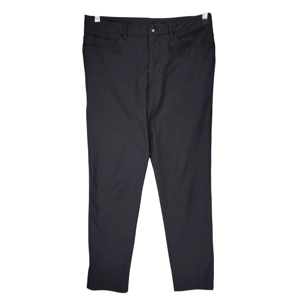 Lululemon ABC Pant 34x30 Men Slim Fit Black 5704s Performance Stretch Zip Pocket
